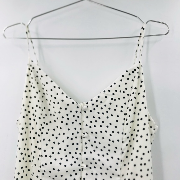Sienna Sky Button Front High Low Midi Dress Polka Dot White Black Size Large - Picture 2 of 8